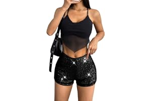 SOLY HUX paljetter shorts dam sexiga minishorts festoutfit hot pants rave korta byxor glänsande festival kläder