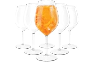 TUNDRA ICE INTERNATIONAL Tundra – Juego de 6 copas de plástico rígido lavables | Opera 51 cl | irrompibles, de Tritan™, lavables en lavavajillas, libres de BPA y reutilizables | Copas transparentes de efecto cristal para