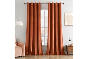 MIULEE Cortinas Terciopelo Rojo Anaranjado Salon Modernas 2 Piezas, Cortinas de Terciopelo Suave Semiopacas con Ojales, Cortina Termicas Aislantes Frio Anti Luz Invierno Ventana Cortina Dormitorio