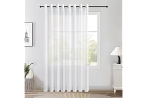 Topfinel Cortinas Salon 300 para La Ventanas Grandes Blanco 1 Pieza Transluacidas Visillos 300x260 De Color Blanco con Ojales De Barra para La Habitacion De Matrimonios Y Niñas Cortina para Comedor