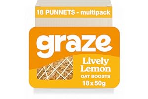 Graze Lively Lemon Oat Flapjacks, Vegetarian Healthy Snacks, High in Fibre, 3 Bars per Punnet, Whole Oats & Natural Flavours - Packaging may vary-(18 x 50g Snacks)