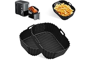 MAGEDON 2PCS Silicone Air Fryer Liners for Ninja Double Stack XL,Side Opening Hole Ninja Double Stack Air Fryer Liners,Food Grade Ninja SL400UK Air Fryer Silicone Liners Accessories