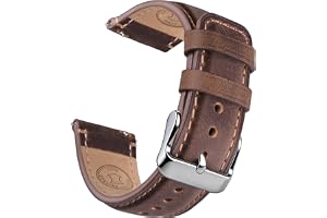 Armbandsur i läder, 20 mm 22 mm topp äkta läder klockarmband för män, snabbfrigörande vintage armband lämpligt för klassiska