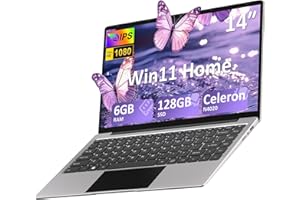 BVATE Ordinateur PC portable 14 pouces 128Go Win11 Celeron N4020 Support 1 To SSD Expansion 2.4G+5G WiFi Bluetooth 4.2 USB HDMI 1920 x 1080 FHD avec souris sans fil & Membrane de clavier AZERTY - Argent-F
