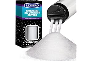 LEOBRO Paillettes fines blanches ultra fines pour loisirs créatifs en résine, loisirs créatifs, corps, ongles, festival, décoration de Noël, paillettes de Noël de 0,2 mm, 150 g