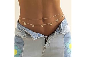 TseenYi Butterfly Belly Chains Gold Layered Waist Chain Beach Bikini Belly Waist Chain Summer Beach Body Chain Sexy Bikini Chain Jewelry for Women and Girls Gifts