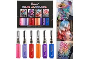 Baorder 6 Colors Instantly Hair Color Dye Temporary,Washable Bright Hair Mascara Color Chalk Rainbow for Girls Women and Men,Birthday Halloween Cosplay DIY Makeup