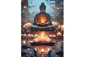 TOSTOG Diamond Painting Kit pour Adulte,Statue De Bouddha et Bougie 5D Diamant Painting Images Ronde Diamond Peinture Diamant Adulte,Cristal Débutant Art Set pour Décoration Murale Maison 30x40cm