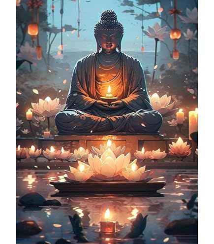 QENSPE Diamantschilderij Boeddha – 30x40 Cm, Volledige Ronde Steentjes, DIY-kit Voor Volwassenen En Kinderen