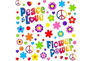 Younikat Set de stickers Flower-Power I Peace and Love coloré I Taille de feuille DIN A4 I Autocollants pour vélo ordinateur portable téléphone voiture I résistants aux intempéries I kfz711