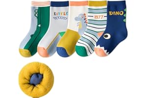 HIMCUS 5 Pairs Kids Boys Girl Thermal Calf Cotton Cute Animals Socks Baby Toddler Winter Warm Novelty Socks
