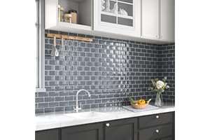 Yoillione Upgrade Dickere 3d Fliesenaufkleber Aufkleber für Bad Küche, Klebefliesen Vinyl Fliesen Selbstklebend Fliesenfolie, Grau PVC Metro Fliesen Selbstklebend Fliesendekor, 5 Stück