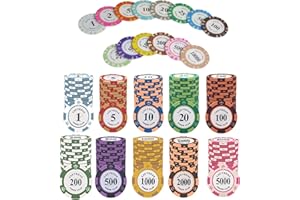 YouYuer 50PCS Fiches Poker Professionali,Fiches da Poker Fiches da Gioco Fiches da Bingo Fiches da Poker con Valore Nominale Poker Chips Festa Chip del Casinò della Roulette Poker Fiches da Poker
