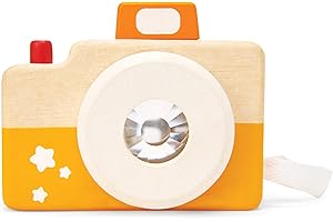 Le Toy Van - PL115 - Macchina fotografica giocattolo in legno per bambini dai 18 mesi, caleidoscopio gioco Montessori, include laccio per non farla cadere, ecologico, con colori a base d'acqua