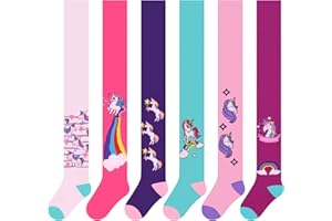 L&K-II 6er Collant da bambina per bambini collant lavorato a maglia con motivi unicorno multicolori in una taglia 74-128 2712
