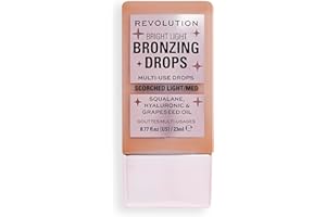 REVOLUTION BEAUTY LONDON Gouttes Bronzantes Lumineuses de Makeup Revolution avec Acide Hyaluronique, Fini Ensoleillé, Teinte Bronze Calcine, 23ml