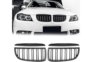 TTCR-II Kompatibel mit BMW E90 Nieren Schwarz Kühlergrill, Kühlergrill Streifen für 3er E90 E91 2005-2008 320i 325i 325xi 323i 328i 328xi 335i 335xi, 2Stk Doppel Slats BMW E91 Nieren Schwarz