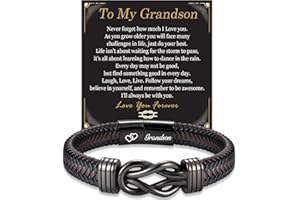 EPIRORA Birthday Gifts for Son Grandson Brother Dad Daddy Grandad Husband, Leather Bracelet Gifts for Boys Men Father's Day Christmas Valentines Day Bracelet Presents for Him