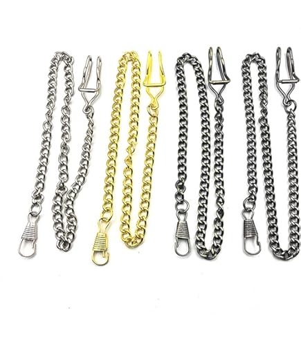 Catena Per Orologio Da Taschino Stile Vintage - Doppia Catena Albert 44cm In Metallico, Argento - Foto 2