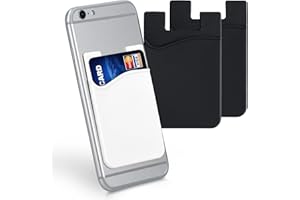 kwmobile 3X Porte-Carte Adhésif pour Téléphone - Pochette Autocollante Silicone pour Smartphone - Format Carte Bleue - Noir-Gris-Blanc
