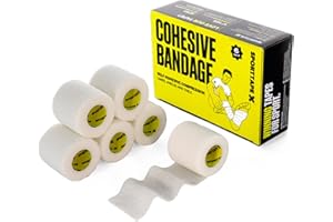 SPORTTAPE samoprzylepna taśma do skarpet piłkarskich, 6 rolek – 5 cm x 4,5 m – biała – taśma kohezyjna, taśma na skarpety, taśma na getry – bandaż na stopy i nadgarstki – zwierzę domowe dla koni psów