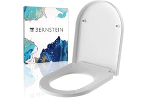 Bernstein Toilettendeckel mit Absenkautomatik, Softclose, Weiß, D-Form Toilettensitz 46x36x5cm, Take-off Mechanik, antibakterieller WC-Sitz aus Duroplast, einfache Montage - Klodeckel U1002