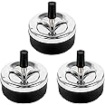 Jubaopen 3PCS Spinning Ashless Ashtray Push Down Ashtray Extra Large Chrome Windproof Ashtray Outdoor Tabletop Ashtray Ashtrays Large Round for Outdoor Home Office Bar(9 * 9.3cm, Black)