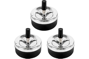 Jubaopen 3PCS Cenicero de Mesa Ceniceros Originales Cenicero a Prueba de Viento Ceniceros Redondos Cenicero Antiolores Cenicero Giratorio con Tapa para Hogar Oficina Bar (9 * 9,3 cm, Negro)
