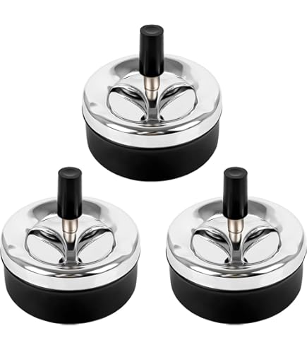 Posacenere Girevole KeYou - Cromo/Nero, Diametro 14 Cm, Moderno E Facile Da Pulire - Foto 6