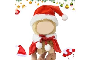 BAISHUWU Kleidung für Puppen Labubu Weihnachten, 17cm Puppen Kleider Labubu Weihnacht Motiv, Weihnachten Plush Pullover für Puppen, Weihnachts Puppen Outfits, für Puppen Winter Kostümzubehör