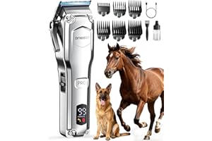 oneisall Tosatrice professionale silenziosa per cani a pelo lungo e folto, tosatrice per cani con lama rimovibile in acciaio inossidabile, cane gatto cavallo, 4 ore di autonomia