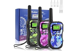 JUAUO Walkie Talkie Recargables para Niños, 8 Canales, Radio de 2 vías, 3-12 Años Juguetes y Regalos, Linterna LCD retroiluminada, Rango de 3 KM para Actividades Infantiles al Aire Libre -3pcs Camuflaje