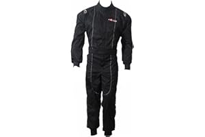 PM SPORTS New Adult Karting/Race/Rally One Piece Suits Poly Cotton 3 Brilliant Colors (Black, Small)