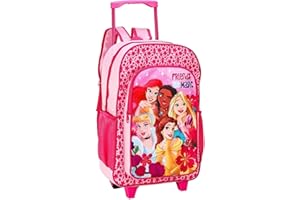 VERONA ORIGINALS Disney Princess Kids Premium Folding Trolley Hand Luggage Bag Backpack for School Travel Holidays - Deluxe 41cm Foldable Carry-On Suitcase
