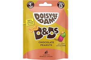 Doisy & Dam Dark Chocolate Peanuts (7 x 80g Pack) | Crunchy Chocolate Sharing Bags | Natural Ingredients | Ethical Cocoa | Vegan | Palm Oil & Dairy-Free | 30% Less Sugar