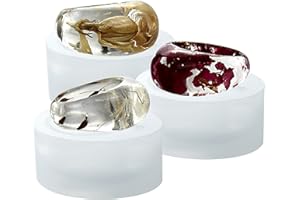 Musykrafties Molde de silicona para anillo de resina de cóctel con cúpula ovalada para manualidades de arcilla líquida, resina epoxi, fabricación de joyas plana de 17 mm, 16,6 mm, 16 mm, tamaño 13-14