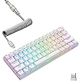 RK ROYAL KLUDGE RK61 60% Mechanical Keyboard with Coiled Cable, 2.4Ghz/Bluetooth/Wired, Wireless Bluetooth Mini Keyboard 61 K