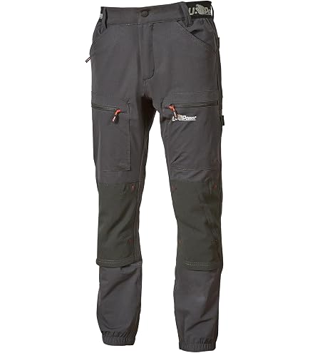 U-Power OCEAN, Pantaloni da Lavoro da Uomo, Pantaloni Cargo Slim_Fit, con Chiusura a Bottoni, Tasche Ampie Multi_tasche, Tessuto in Cotone Stretch (BLACK CARBON - L