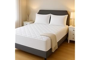 Acrali Home Quilted Double Mattress Protector, UltraSoft 3-Layer Design with Deep Fitted Skirt, Breathable & Anti-Allergy – Machine Washable Bed Cover (137x190+35cm)