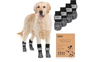 GYURO Doppelseitige Anti-Rutsch Hundesocken mit verstellbaren Riemen-Traktionskontrolle für den Innenbereich auf Hartholzböden für Hundeschuhe Pfotenschutz (Schwarz, M)