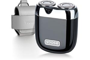 yoose Mini Afeitadora Eléctrica Hombre [IPX7, USB-C] Cuerpo de aleación y Cabezal de afeitado magnético, 7200RPM, Maquina de afeitar hombre, Afeitadora de viaje portátil (Negro)