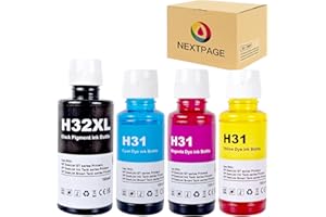 NEXTPAGE 31 32XL Ink Compatible with HP 31 165ml 32XL 100ml Ink Bottle for Smart Tank 7605 7005 5105 7305 455 570 555 655 559 315 319 519 7605 7306 7006 Printer Black Cyan Magenta Yellow (4 Pack)
