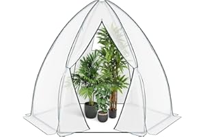 WOLTU Foliengewächshaus, PE-halbdurchsichtiges Tomatengewächshaus für Winterschutz, mit Reißverschluss-Tür, wetterfest & vielseitig, für Garten, Balkon, 240x200x200 cm, Weiß