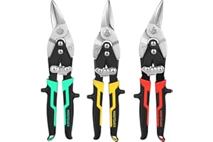 MAXPOWER Nożyce Tole Zestaw 3 Nożyc do Tole, cięcie proste, nożyce do cięcia prostego metalu, uniwersalne nożyce lotnicze 225 mm, nożyce do lewej i prawej - chromowana stal kuta