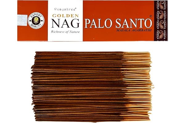 Vijayshree Golden Nag Palo Santo rökelsepinnar 100 g – 5 förpackningar om 20 g (70–90 stavar) – aromaterapi – meditation – yoga – miljövänlig förpackning