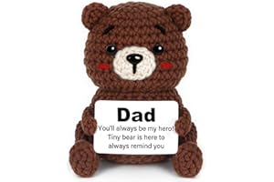 CheriGift Dad Gifts for Christmas, Dad Birthday Gifts from Daughter Son, Handmade Crochet Teddy Bear Decor, Emotional Support Crochet Present for Daddy Father Papa on Birthday Christmas Fathers Day