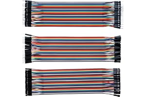 ELEGOO 120pcs Multicolored Dupont Wire Compatible with Arduino kits | 40pin Male to Female, M-Male, F-Female, Breadboard Jumper Ribbon Cables Kit