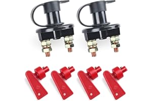 LotFancy Stacca batteria 12V 6V 24V 2 Pezzi Interruttore Principale Batteria Impermeabile con 4 Chiavi Rimovibili per Auto, Barca, Camion, Barche, Camper, Veicoli ATV 200/1000 Amp, Acceso/Spento