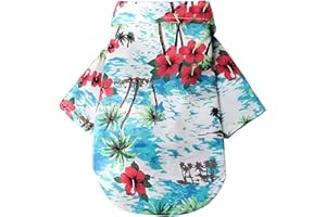 YUEXNKO Hawaii Dog Shirts for Small, Summer Dog Shirts, Pet Polo Shirt T-Shirt, Dog Shirt for Small Dogs, Dog Shirt, Printed T-Shirts, Quick-Drying, Breathable, for Small Dogs and Cats (Sea Blue, XXL)