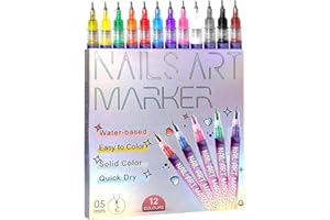 HAOKELAI 12 Colors Nail Art Pens Set, 2025 New Nail Art Markers Polish Pen for 3D Nail Art, 3D Nail Polish Pens for Painting, Nail Art Tools for Graffiti Dotting Drawing Painting Point Liner DIY